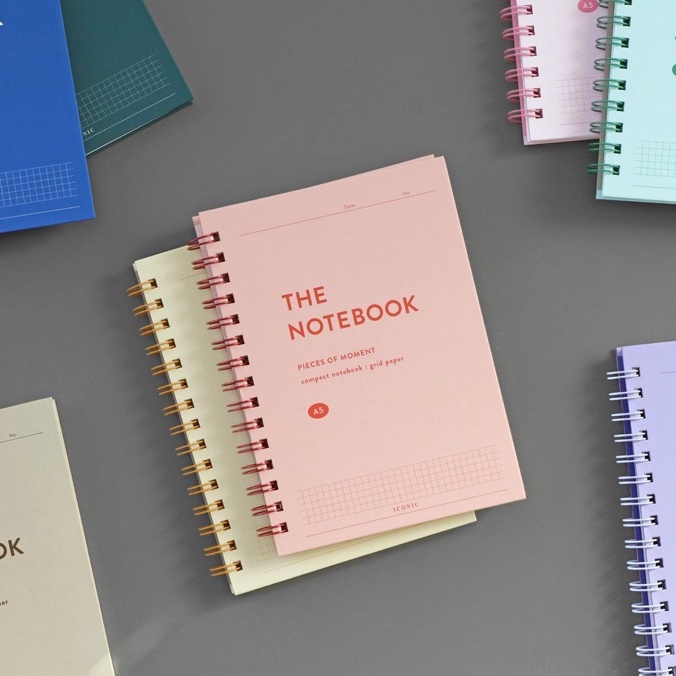 Sổ/ Vở gáy xoắn kẻ ô Compact Notebook A5 ICONIC Design Hàn Quốc