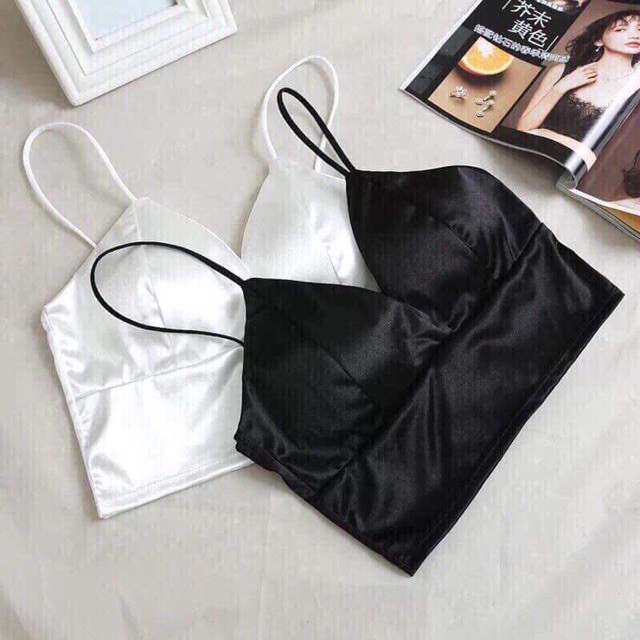 Áo bra phi lụa 2 dây nấc cài 264 , chất co zãn đàn hồi cực mát kèm mút mỏng