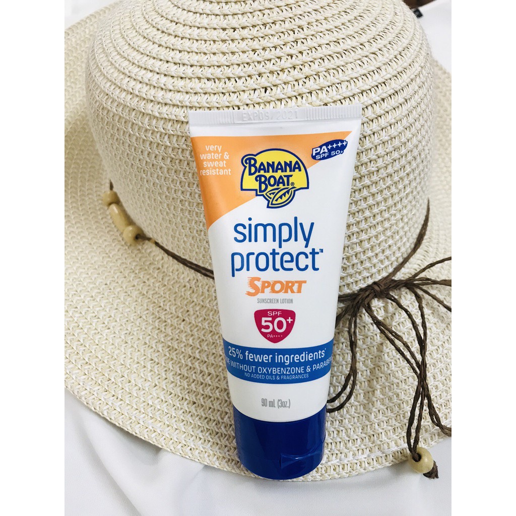 Kem chống nắng thể thao Chống Nắng Banana Boat Simply Protect Sport SPF50+ PA++++ 90ml (Mỹ)