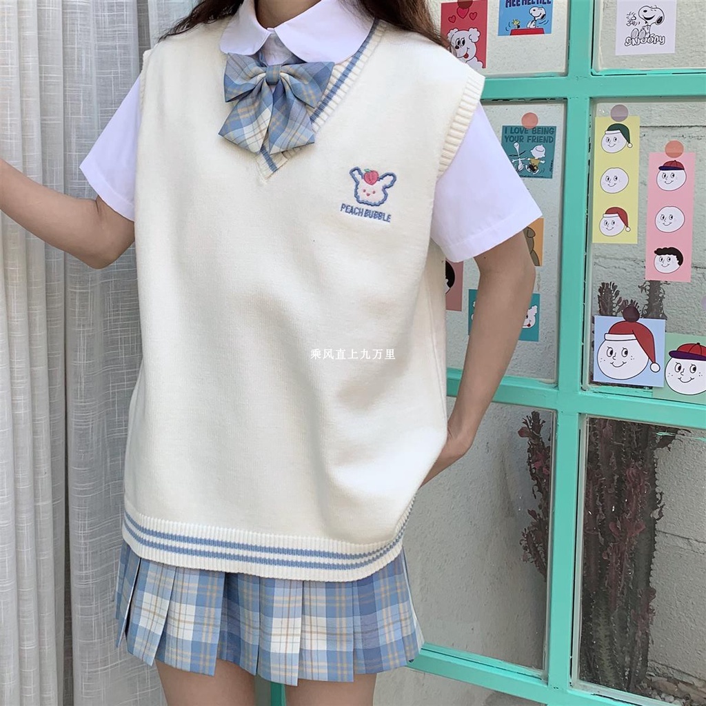 Áo Sweater Không Tay Cổ Chữ V Dáng Rộng Phong Cách Thời Trang Nhật Hàn Dành Cho Nữ