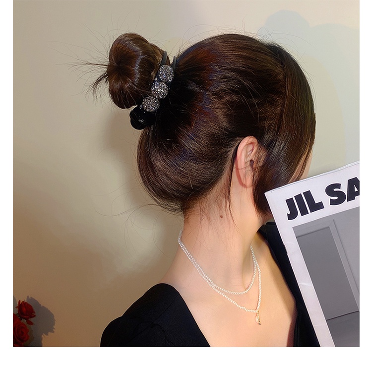 Kẹp Tóc 3 Bóng Tròn Đính Đá Phong Cách Hàn Quốc Dành Cho Nữ