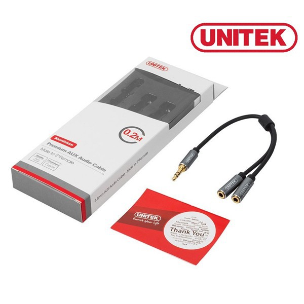 DÂY CHIA TỪ 1 RA 2 TAI NGHE LOẠI TỐT UNITEK Y-C956 JACK CẮM 3.5 LY