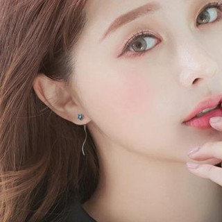 Bông Tai Trăng Sao Đá Xanh Lymlym Silver Bạc 925 Sợi Dài Siêu Đẹp