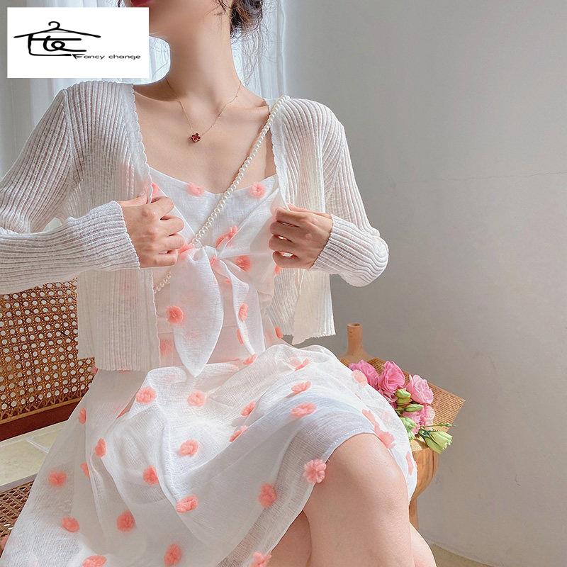 Áo Khoác Cardigan Tay Dài Cổ Chữ V Chất Lụa Mát Mẻ Thời Trang Mùa Hè Cho Nữ