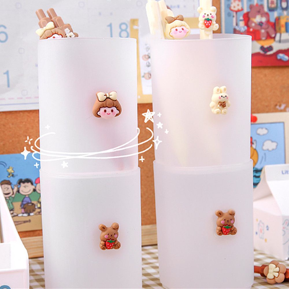 Hộp đựng bút/ cọ trang điểm để bàn đa năng in họa tiết hoạt hình dễ thương tiện dụng cho văn phòng/ trường học