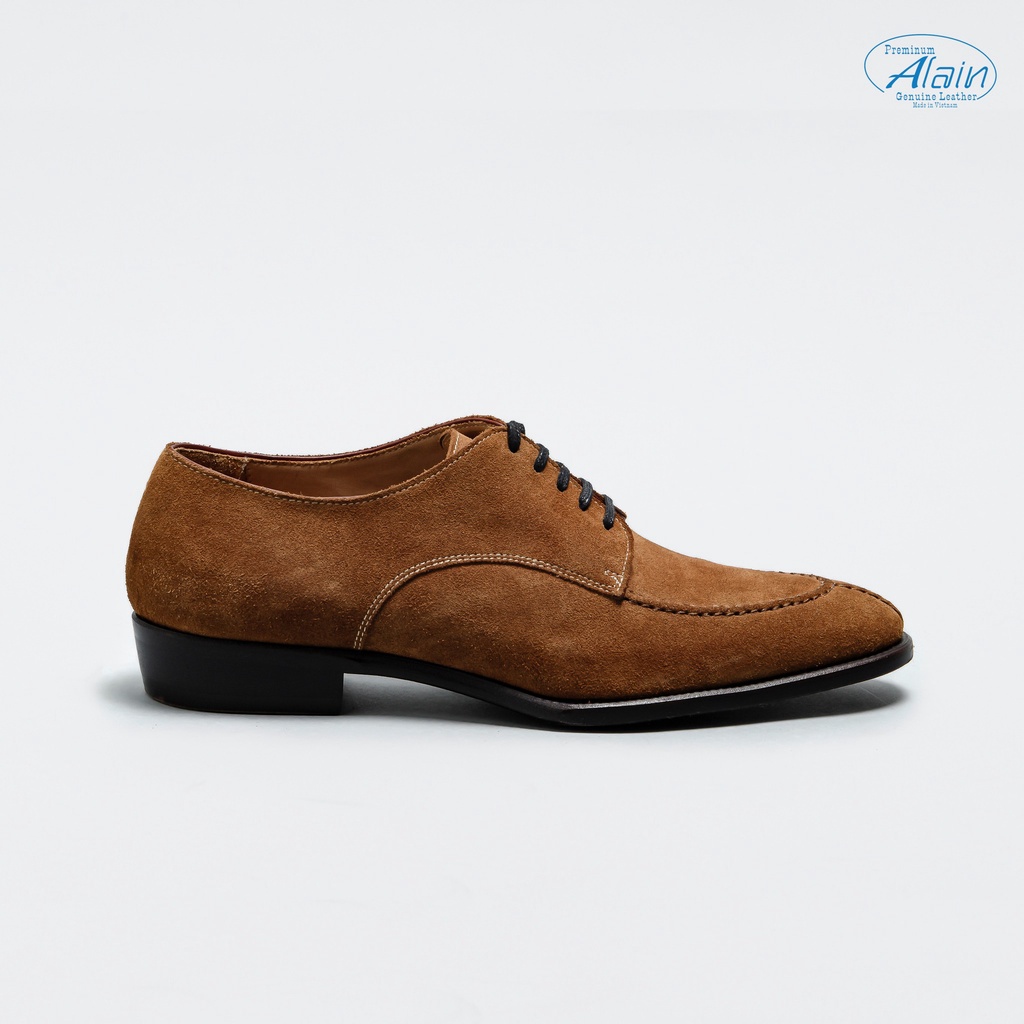 Giày Tây Cổ Thấp Nam Derby Split Toe Alain Màu Tan Da Bò Cao Cấp Đế Gỗ Bọc Da - Thương Hiệu Alain Shoemaker