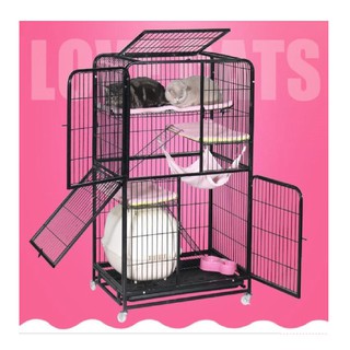 Chuồng Mèo Nan Ống 3 Tầng Có Bánh Xe Kích Thước 78x54x137cm Nhiều Màu