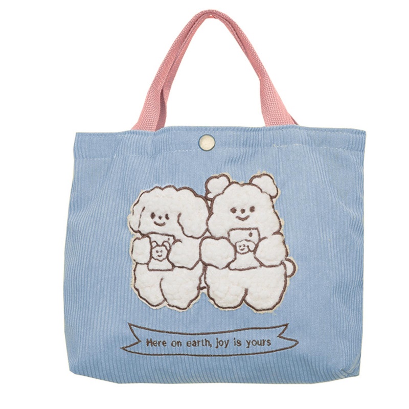 Túi Tote Vải Nhung Thêu Hình Thỏ Dễ Thương Cho Nữ