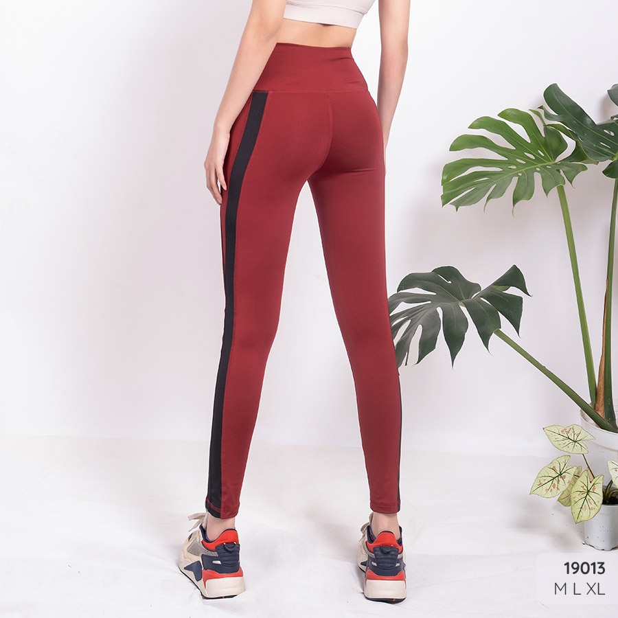 Quần legging nữ dài cạp cao Readi, quần dài tập gym nữ phối sọc 2 bên - 19013