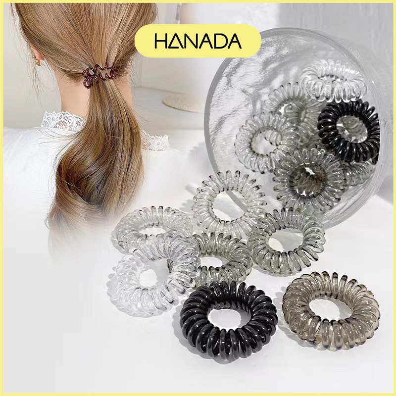 Hộp 9 Dây Thun Lò Xo Cột Tóc Màu Pastel Phong Cách Hàn Quốc Kèm Hộp Hanada K12-N011