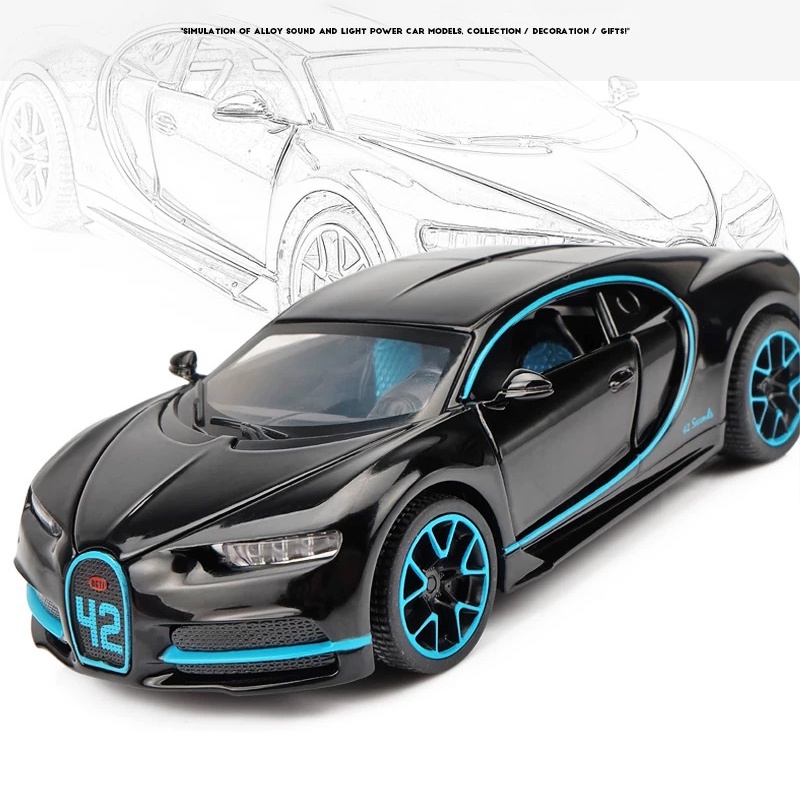Mô Hình Xe Ô Tô Bugatti Chiron Tỉ Lệ 1: 32 Có Đèn Và Nhạc Và Đèn Bằng Hợp Kim Nhôm Quà Tặng Sinh Nhật Cho Bé Trai