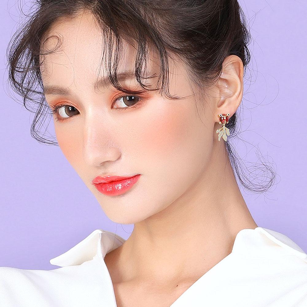 Bông Tai Dáng Dài Hình Cá Màu Đỏ Thời Trang Cho Nữ
