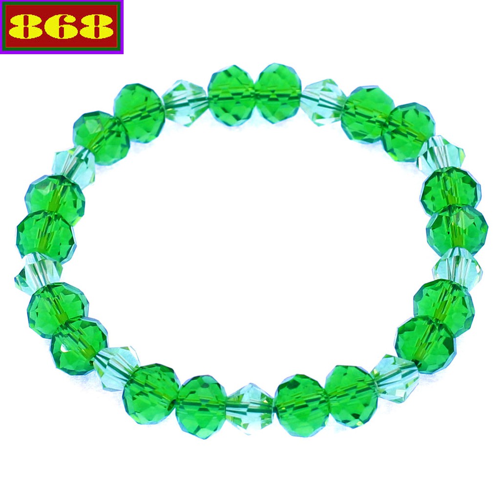 Chuỗi tay Pha lê xanh lá cắt giác 8 ly CTFLXLGHFLXLG8 - Vòng chuỗi phong thủy giá rẻ