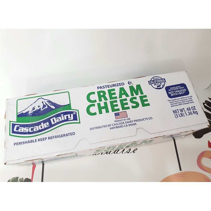 Phô mai kem (date 30/8/2023) ⚡ LOẠI NGON ⚡ phô mai Creamcheese California Cascade Dairy chuyên làm bánh ngọt