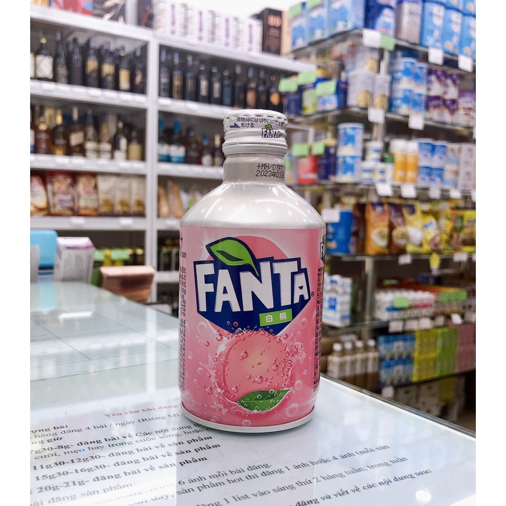 Nước ngọt Fanta, Hương đào trắng lon 300ml nắp vặn, bổ sung vitamin