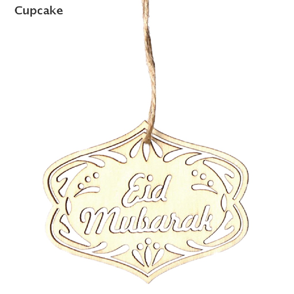 Set 10 Mặt Gỗ Khắc Chữ Eid Mubarak Dùng Để Trang Trí Bánh Cupcake Diy