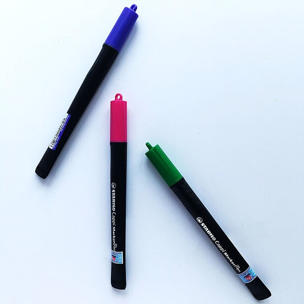 Bộ 3  Bút lông dầu Cappi MarkerPen xanh lá + hồng + tím (MK169-C3B)