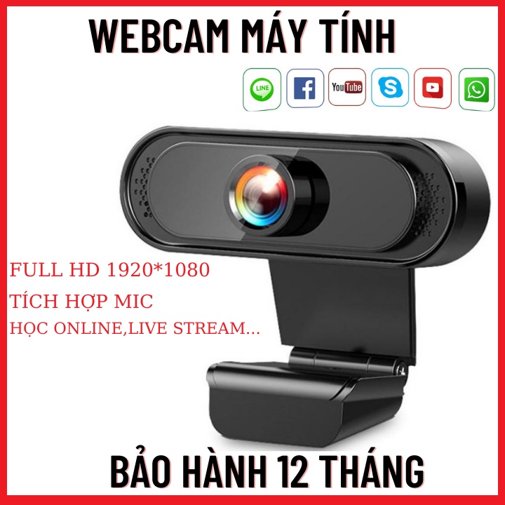 Webcam máy tính laptop livestream có Mic Full HD PC Gaming1080P High Solution , Bảo hành 12 tháng