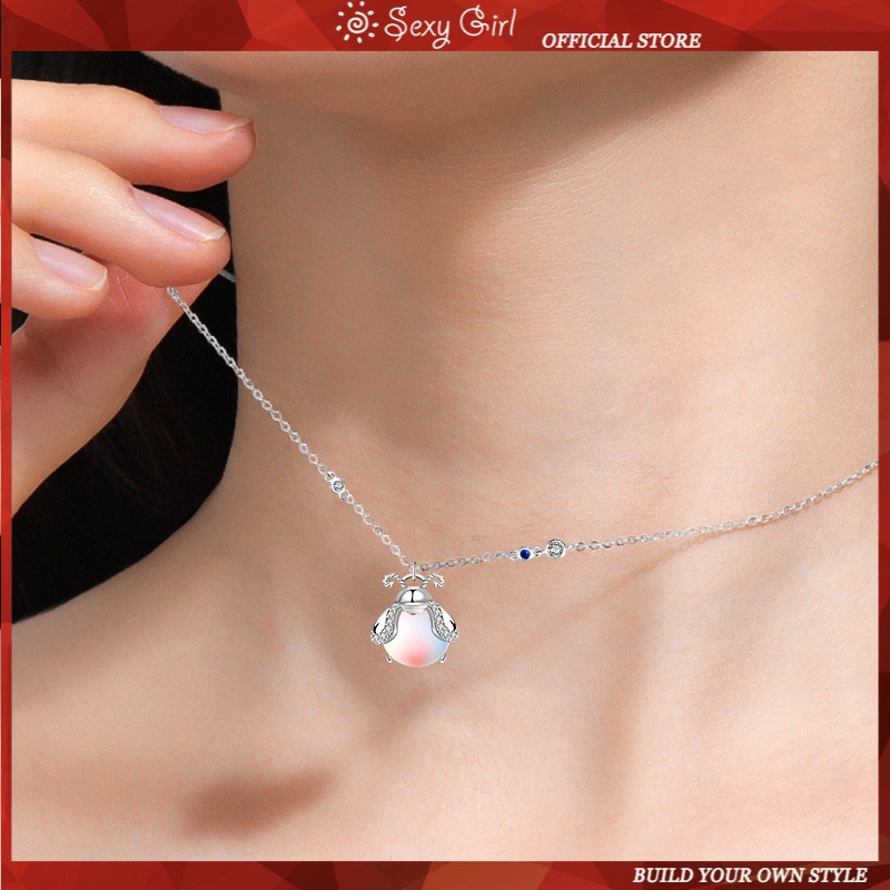 Vòng cổ Bạc 925 Mặt Hình Ngọn Lửa Đính Đá Cực Quang Quyến Rũ Cho Nữ