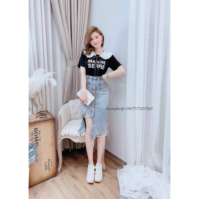 Áo thun kiểu cổ pha siêu đẹp AK1440 - NhiNhi Shop