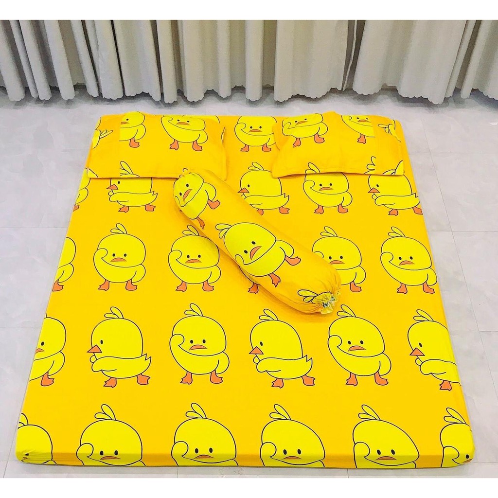 Vỏ gối ôm cotton poly 35x100cm⚡️mẫu-gấu vàng