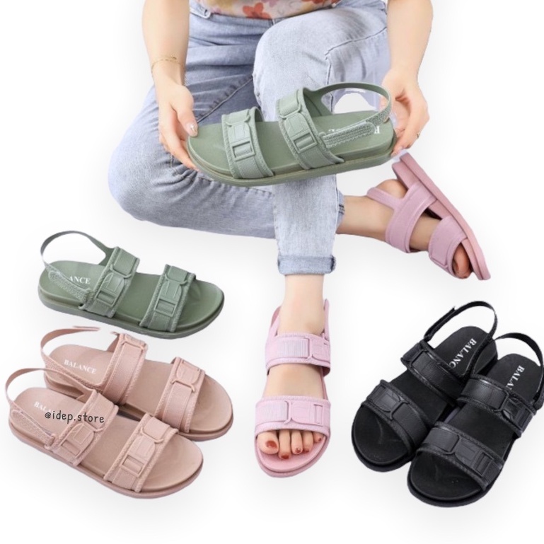 Giày sandal nữ 2 quai cao 2.5cm chất nhựa cao su siêu bền đi mưa, đi học iDÉP GL061