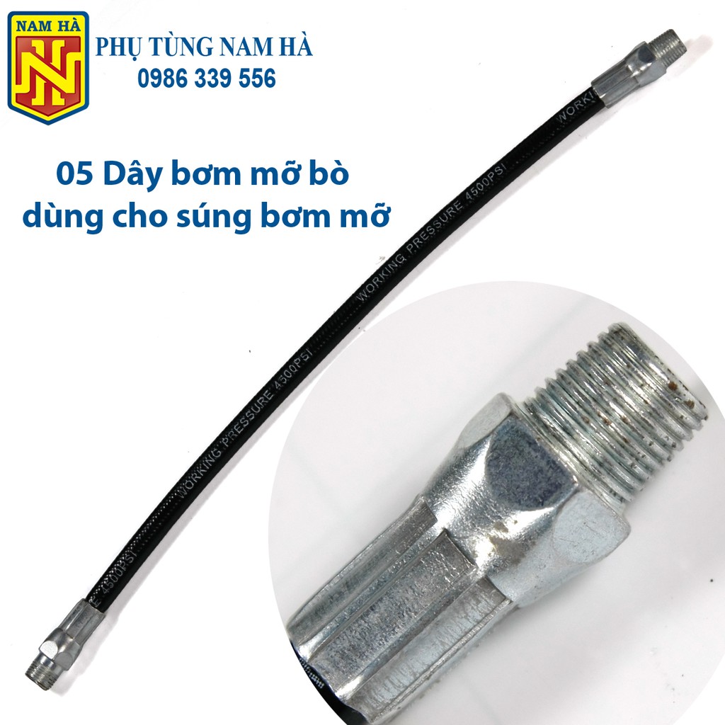 05 Ống dây bơm mỡ bò mềm áp lực cao M8x300