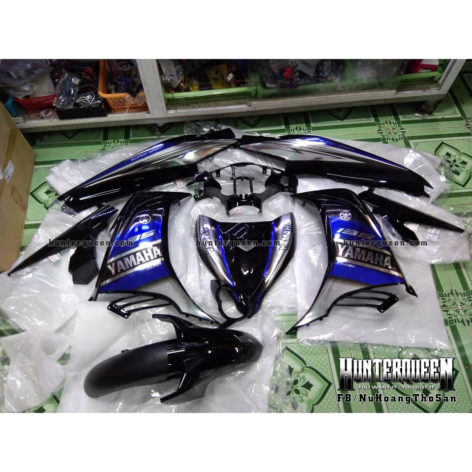 Tem rời Exciter 2011 - Chất liệu crom - YAMAHA LC xanh đen - Tùy chỉnh theo yêu cầu - Tem chế Exciter 135 chất lượng cao