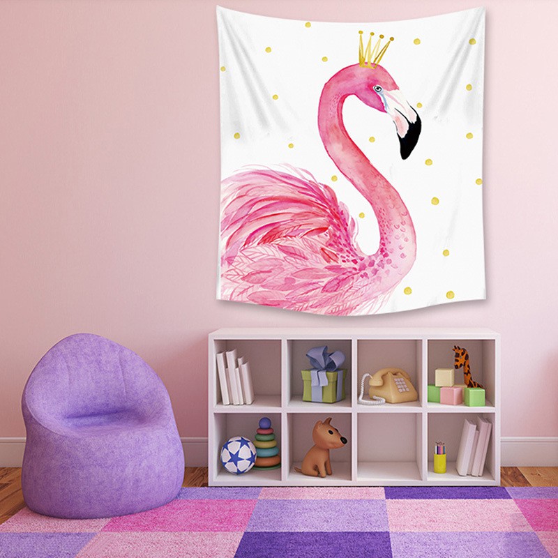 [Tặng kèm móc treo và đèn nháy tiện lợi] Tranh vải treo tường trang trí phòng siêu đáng yêu hình hạc hồng cute cho bé