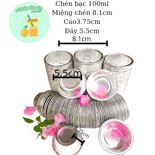 Đế Cốc Chén Khuôn giấy bạc 100ml dùng nướng thực phẩm, nướng bánh, nướng hàu tiện lợi-quannaocungcan