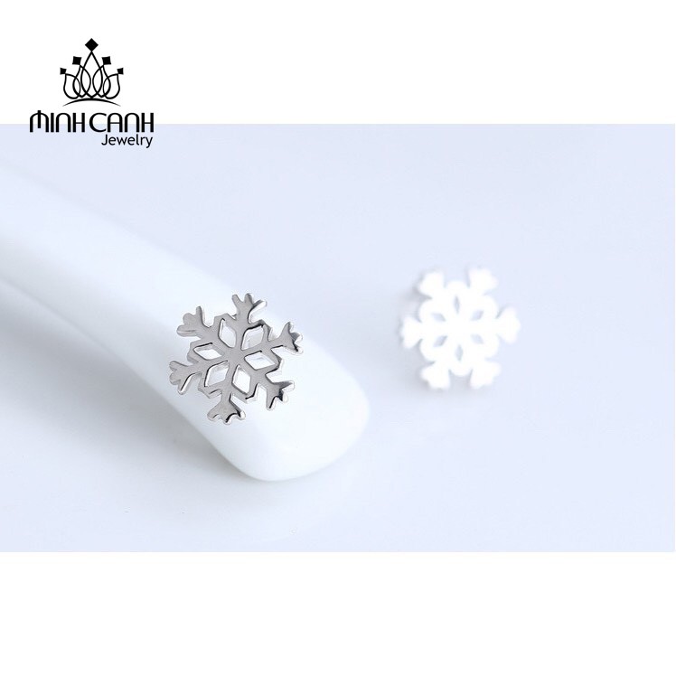 Bông Tai Hình Bông Tuyết Trơn Không Đính Đá - Minh Canh Jewelry