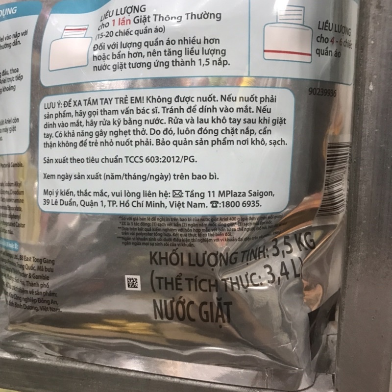 Nước Giặt Chuyên Cửa Trên ARIEL Sạch Sâu Hương nắng Mai 3,5kg