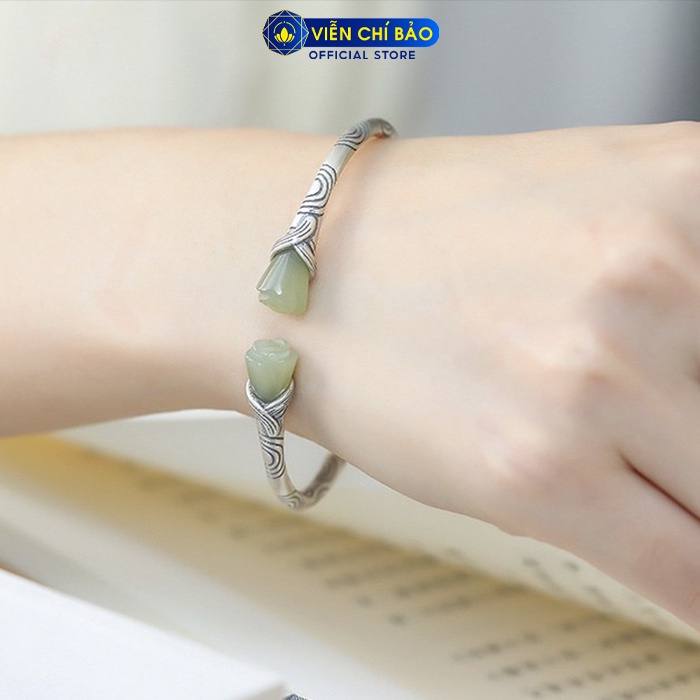 Kiềng tay bạc nữ họa tiết Hoa hồng phong cách cổ điển chất liệu bạc Thái 925 thương hiệu Viễn Chí Bảo L000265