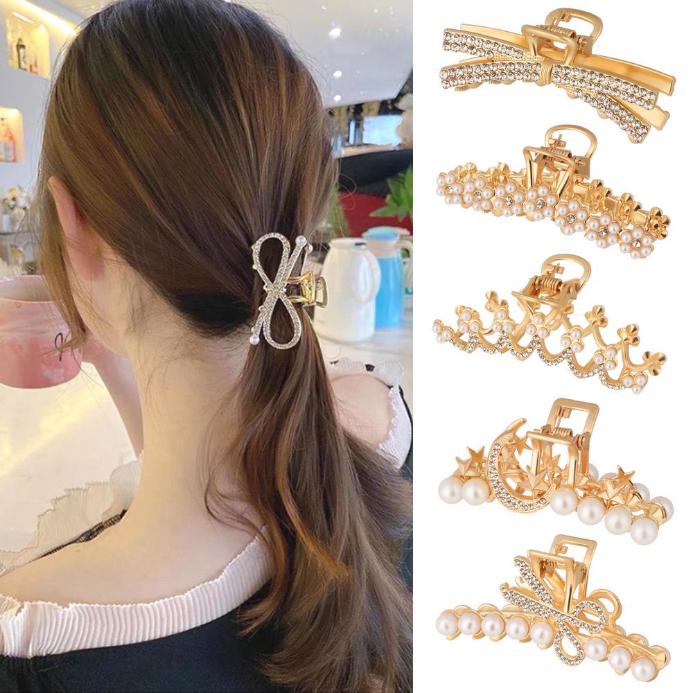 Kẹp tóc hình cá mập đính ngọc trai giả bằng hợp kim thời trang cho nữ