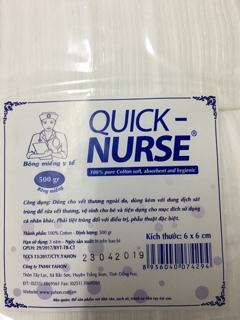 Bông gòn cắt 6x6cm, bịch 500gr dùng trong thẩm mỹ, spa