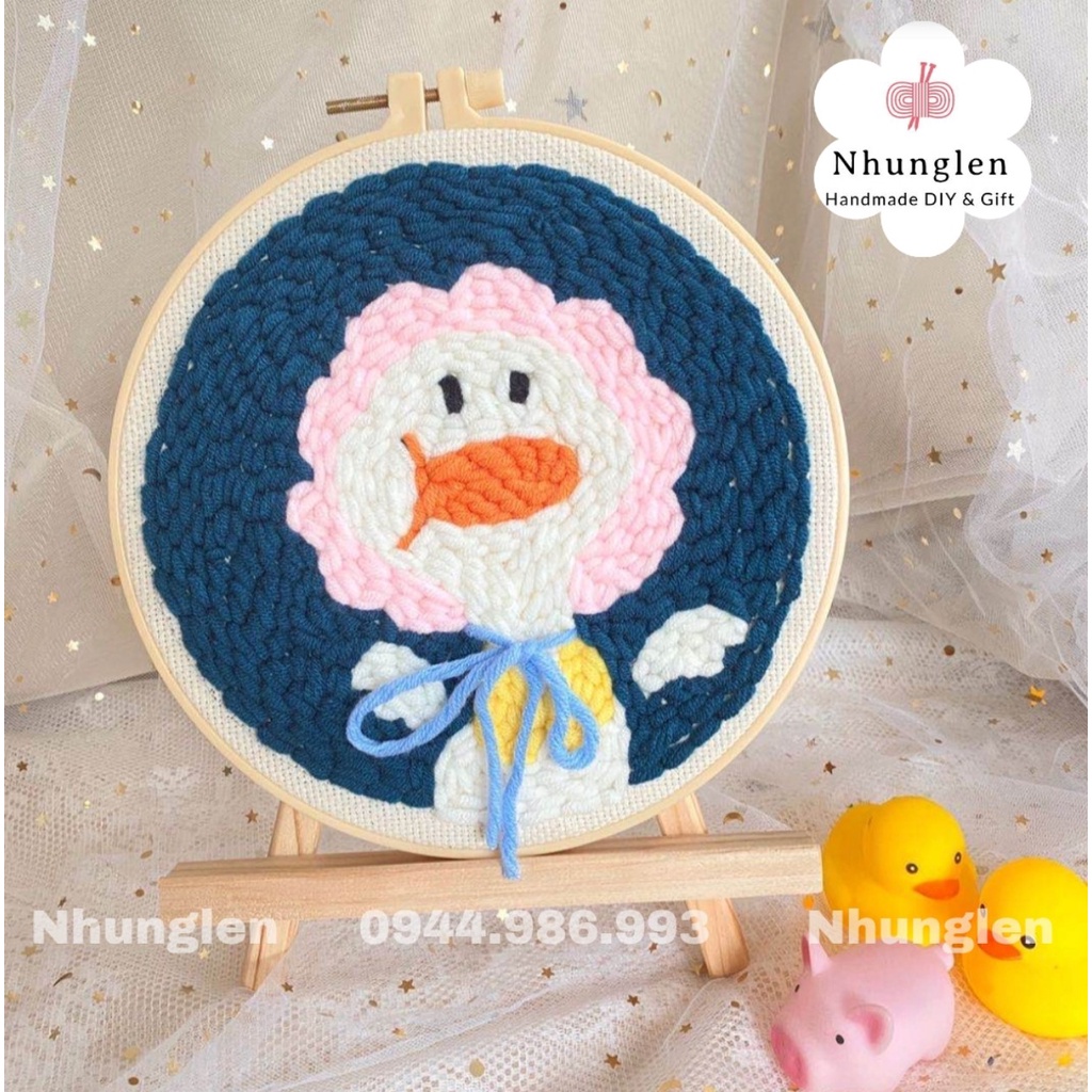 DIY Bộ Thêu Len Xù Vịt Baby- Punch Needle Decor -  Qùa Tặng Handmade Ý Nghĩa