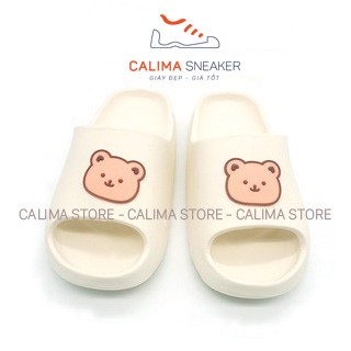 Dép bánh mì quai ngang hình gấu dễ thương , dép nữ có 3 màu hồng , kem , đen size từ 36-40