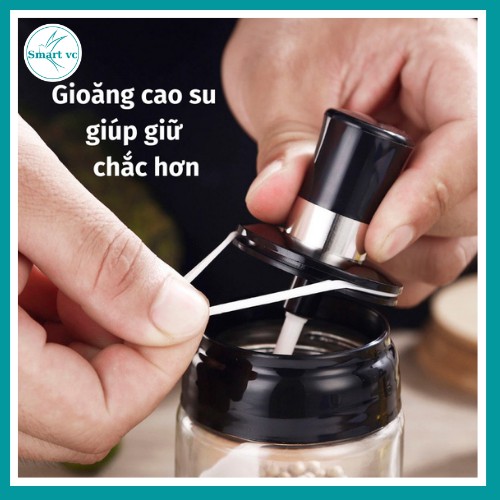 Hũ đựng gia vị đẹp có kèm thìa - Lọ thủy tinh đựng gia vị kèm muỗng dung tích 250ML tiện lợi- Smart Vc