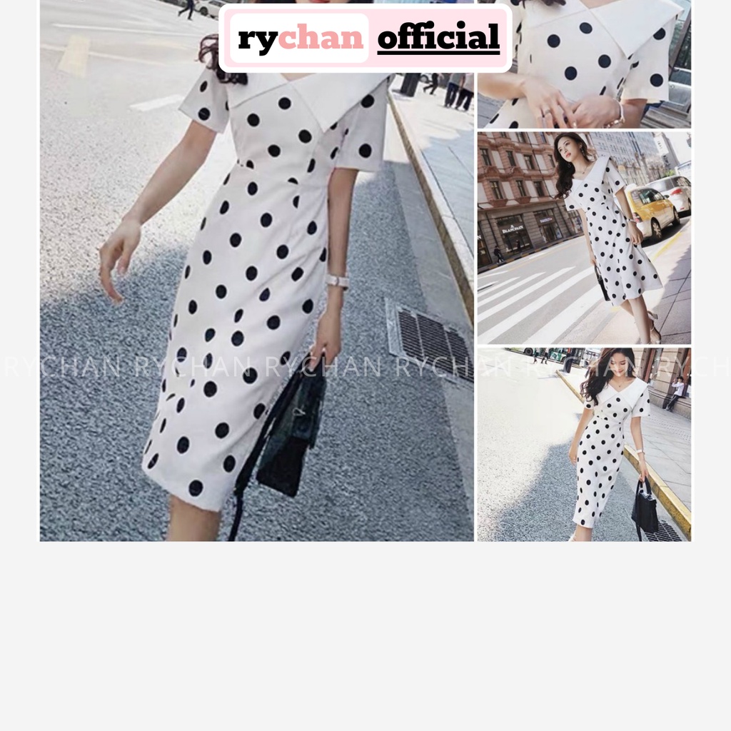 Đầm Xòe Công Sở Bi Đen Cổ Trắng Hai 2 Lớp Lót Trong Dày Dặn - DX857