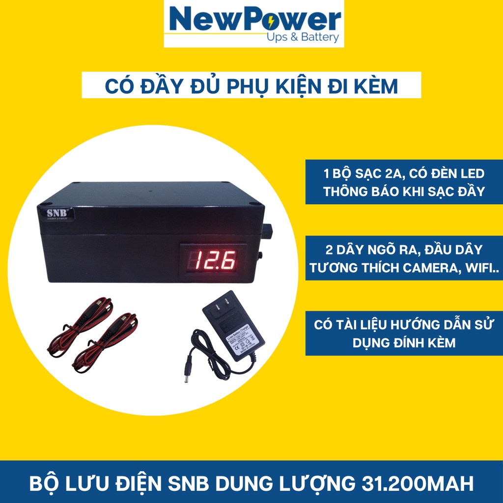 Bộ lưu điện gia đình 31.200mAh có jack 100W, UPS 12V dùng cho camera, wifi..,mới 100%, BH 12th, xuất xứ VN