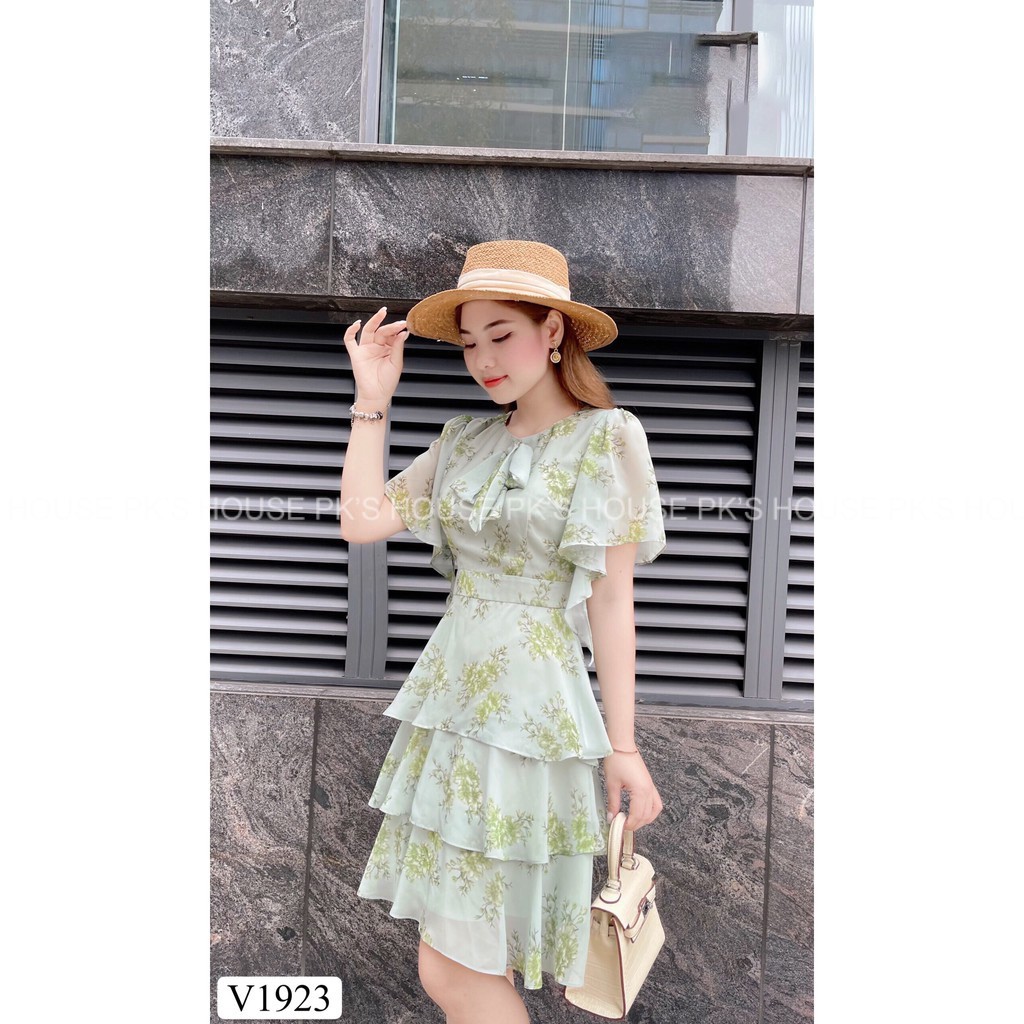 Đầm Thiết Kế Dáng Xoè Hoa Xanh Xếp Tầng Cánh Tiên V1923, Váy Xoè Voan Hoa Cao Cấp - PK Official | BigBuy360 - bigbuy360.vn