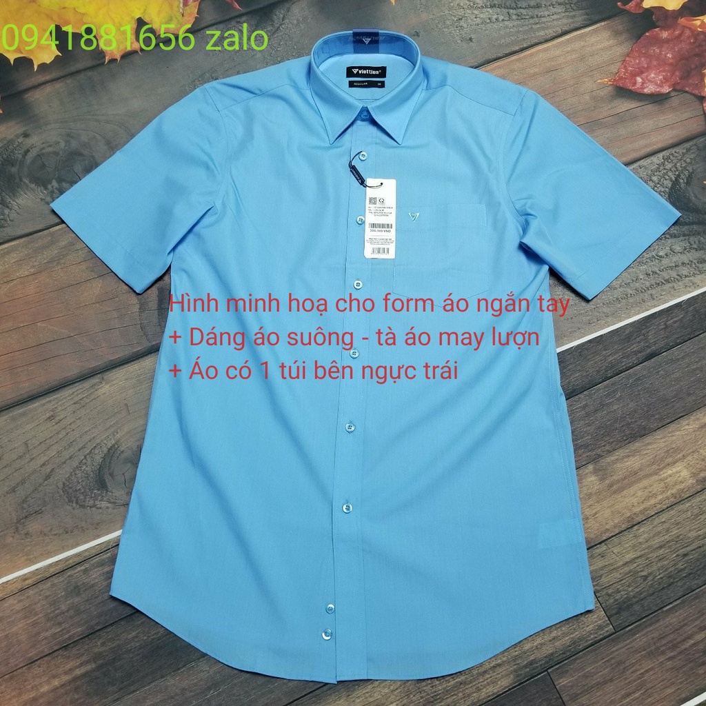 Aó sơ mi nam Việt Tiến ngắn tay mã  1Q0906NRY chính hãng ,cao cấp - form suông REGULAR - tà bầu ,họa tiết .SHOP HỨA