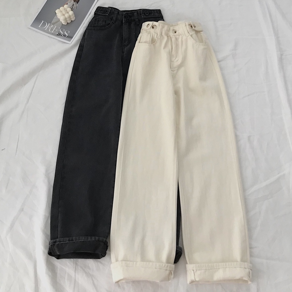 Quần Jean Nữ Ống Rộng JEM CLOSET Lưng Cao Có Cúc Chỉnh Eo Lên Form Siêu Tôn Dáng CONUN 2899