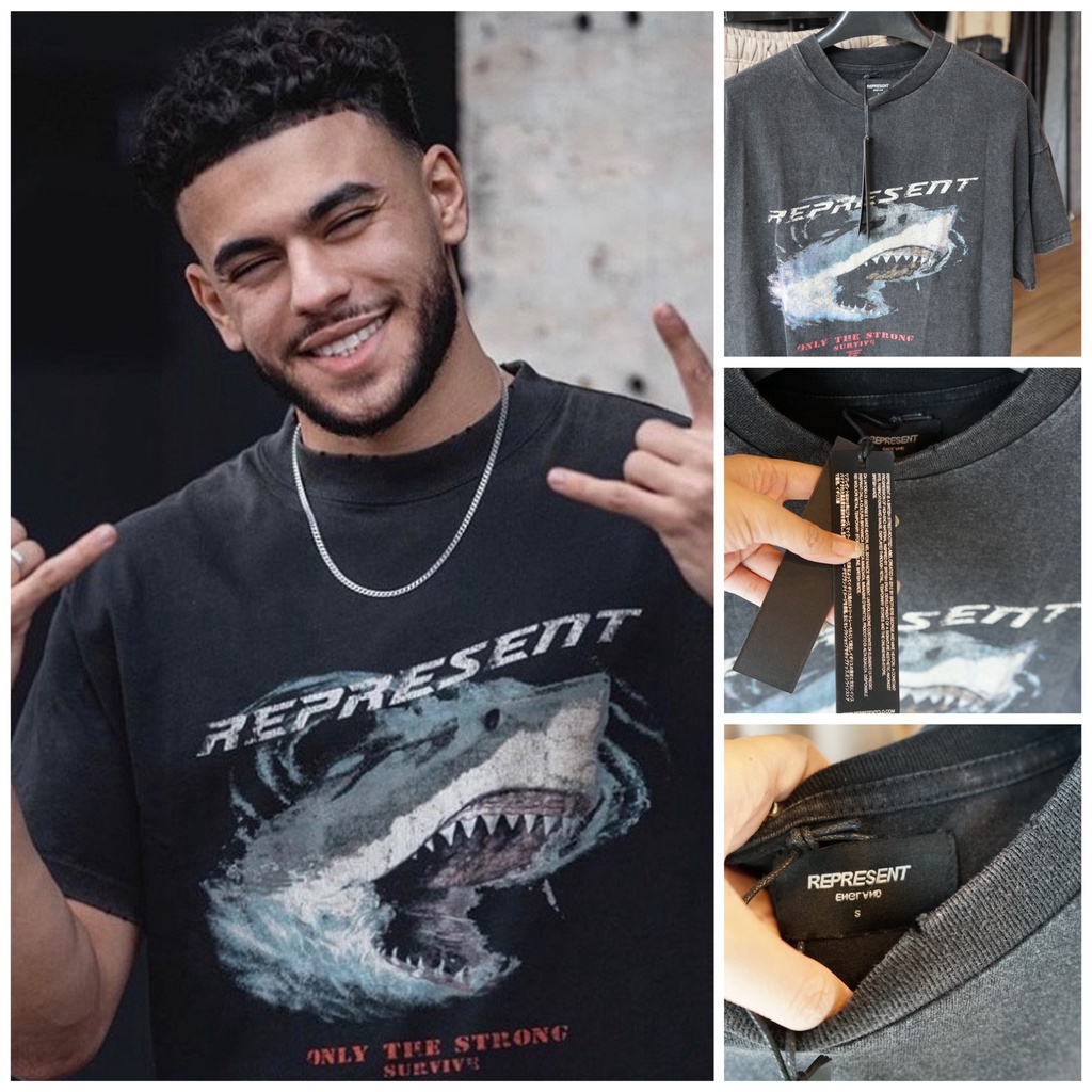 📣 - Áo thun Represent Shark Vintage super hot - REPRESENT SHARK TEE BLACK