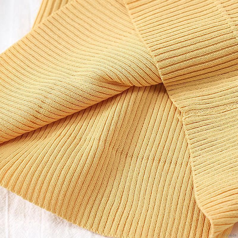 Áo dệt kim tay ngắn phối nút cổ chữ v thanh lịch hợp thời trang