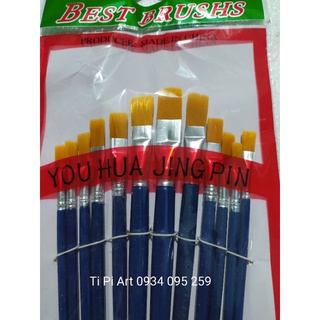 Bộ cọ vẽ cán xanh giá rẻ 12 cây