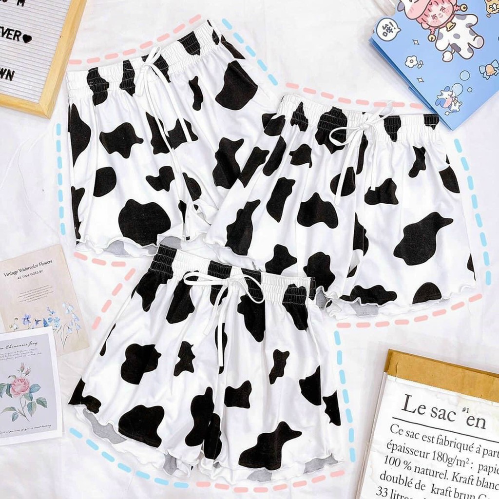 quần short chất thun họa tiết bò sữa ngựa vằn