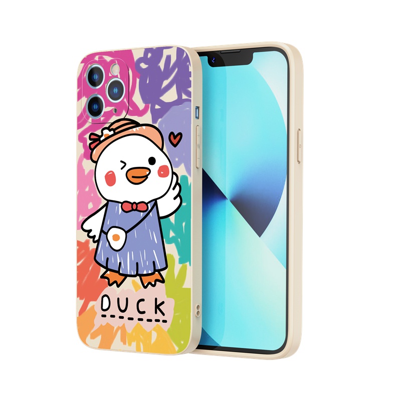 Ốp lưng iphone Suntaiho Ốp lưng iphone Ốp Điện Thoại silicon mềm họa tiết con vịt đáng yêu cho iPhone 13 12 11 pro max x xr xs max 7 8 plus