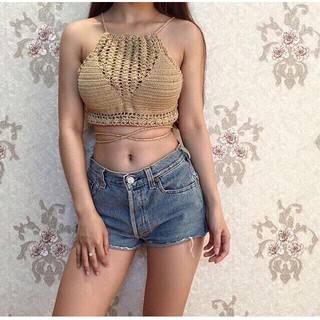 Áo yếm len móc mặc đi biển đẹp sexy