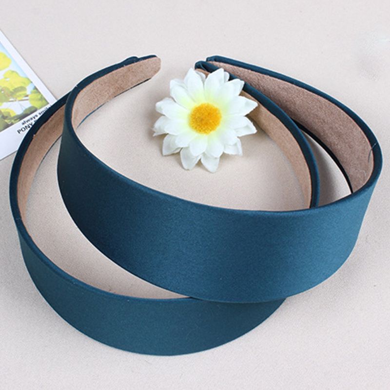 Băng Đô Cài Tóc Bản Rộng 4cm Bằng Lụa Nhân Tạo Màu Trơn Phong Cách Cổ Điển Thời Trang Cho Nữ
